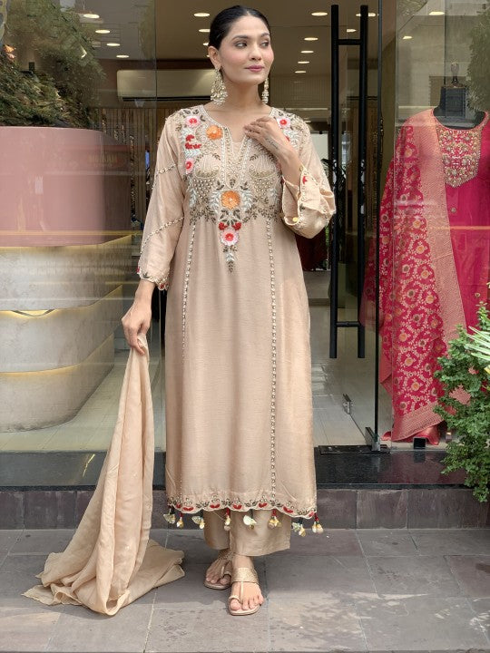 Mack for you Rayon Slab Straight Kurta with Pant & Dupatta Set