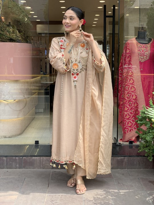 Mack for you Rayon Slab Straight Kurta with Pant & Dupatta Set