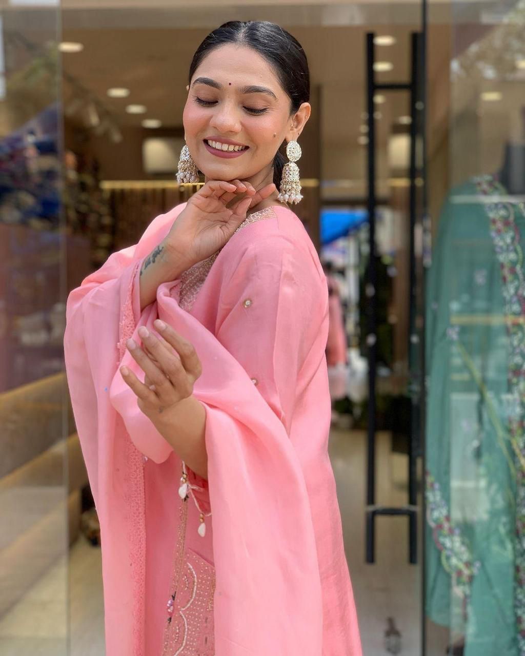 Mack for you Rayon Slab Straight Kurta with Pant & Dupatta Set Kodi Work